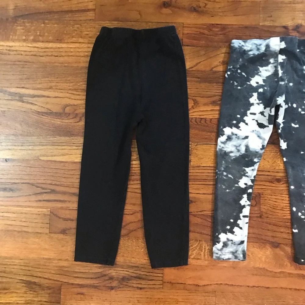 Girls Bottoms Leggings Pants 2 Pc Bundle Black / Black & White Tie Dye 4 / 5 XS